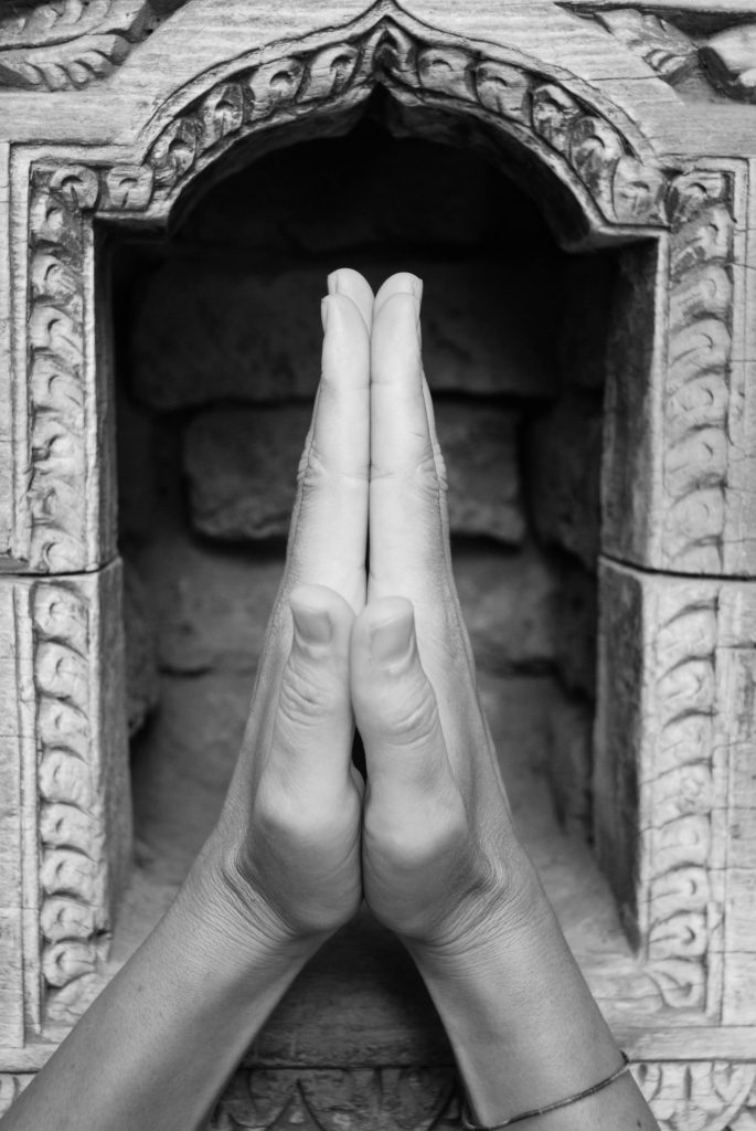just two hand together as sign of Namaste. 
